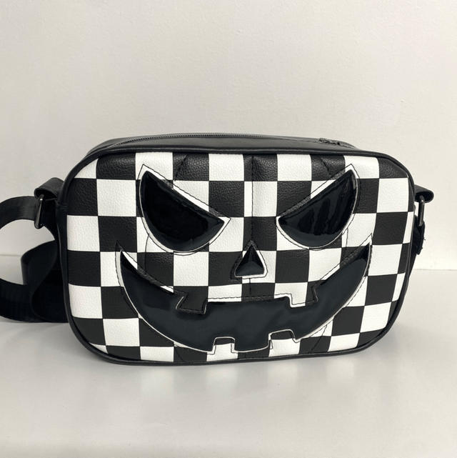 Checkered Pumpkin Face Crossbody Bag 