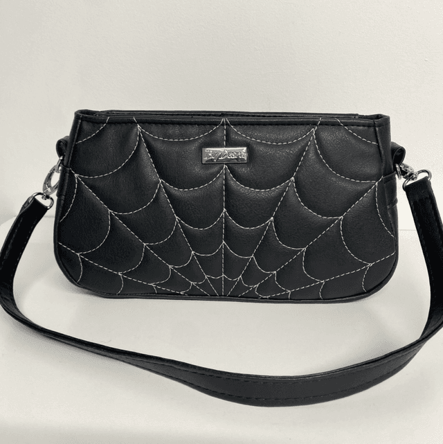 Quilted Spider Web Shoulder Bag